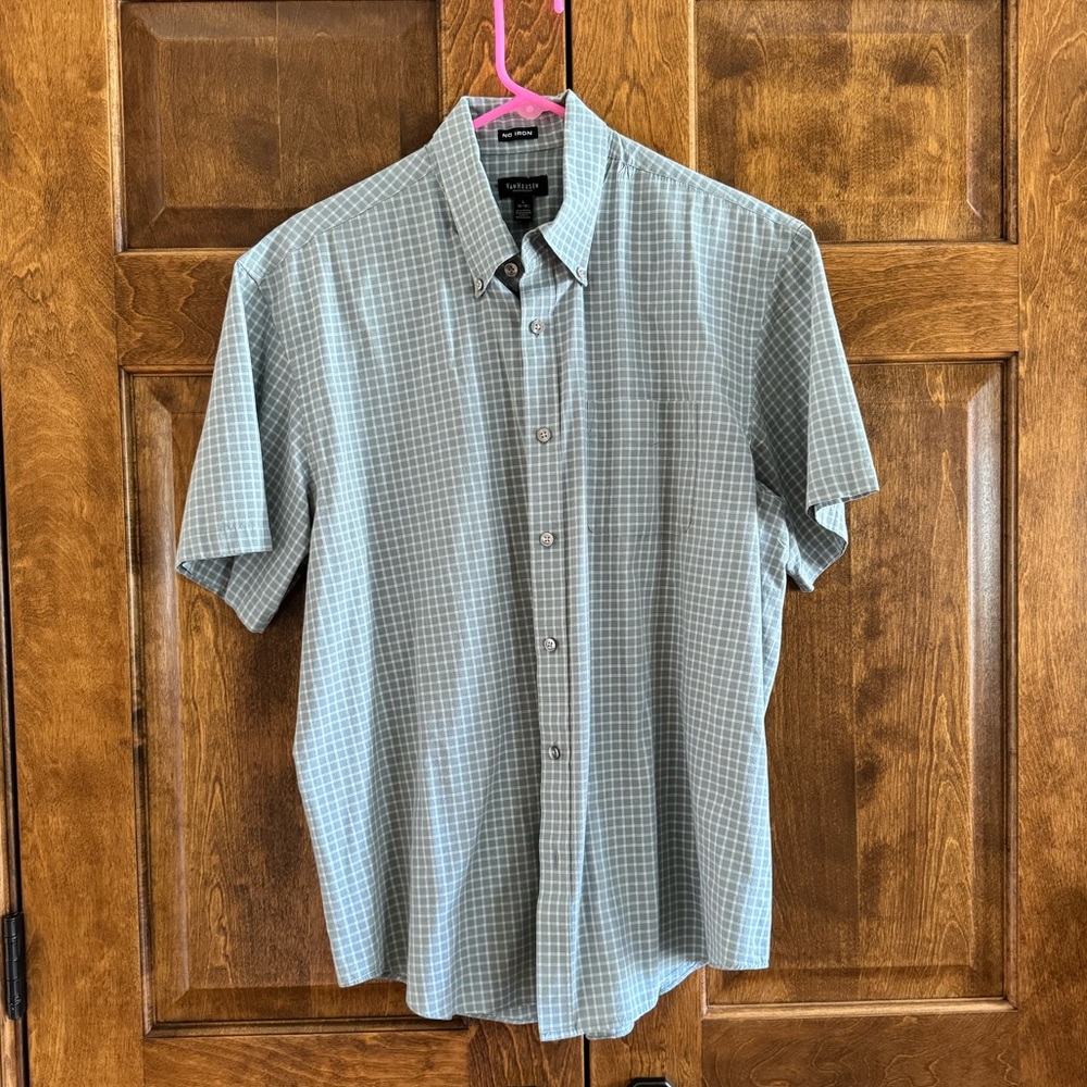 Van Heusen Men's Casual Button Down Shirt - Green Plaid